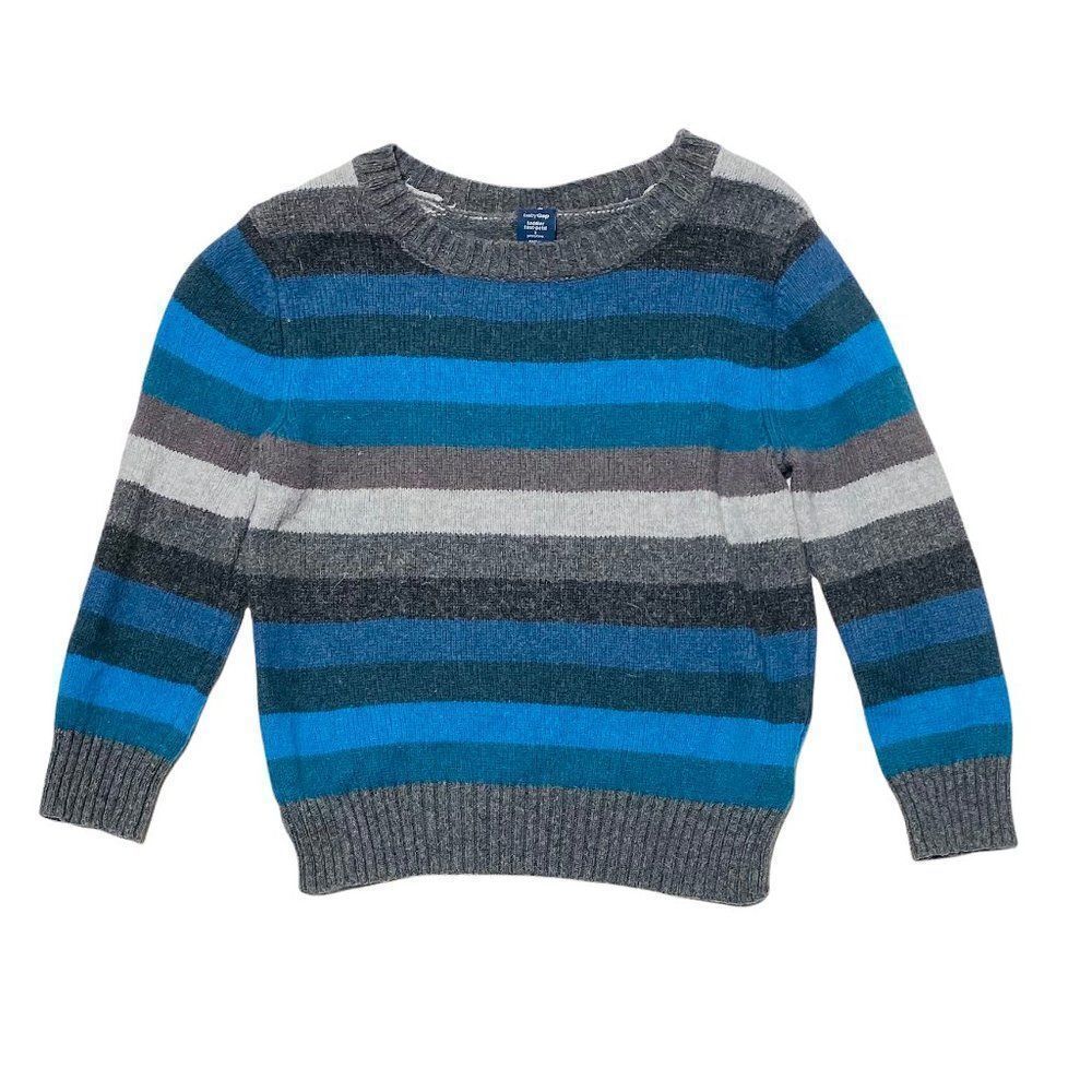 Baby Gap Knit Wool Blue and Grey Striped Sweater